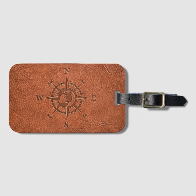 Globe compass luggage tag (Front Horizontal)