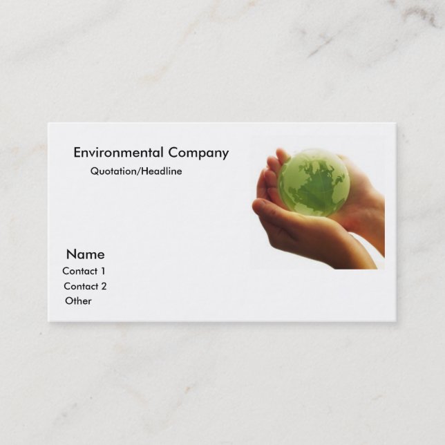 globe-green-hand_world, Environmental Company, ... Business Card (Front)