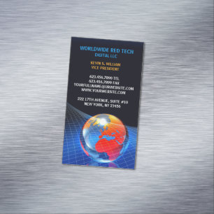 Globe Grid Magnetic Business Card