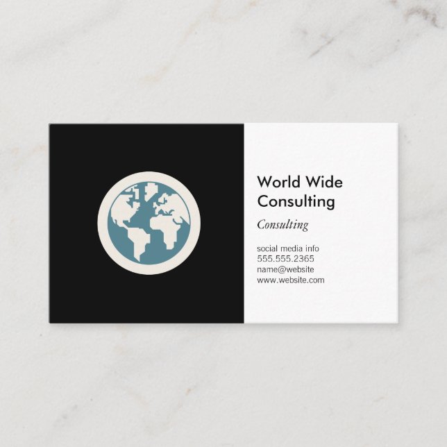 Globe Icon | Business Consulting Business Card (Front)