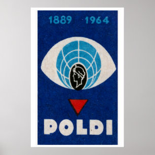 Globe in Eye Matchbox Art Print, Czech Vintage Poster