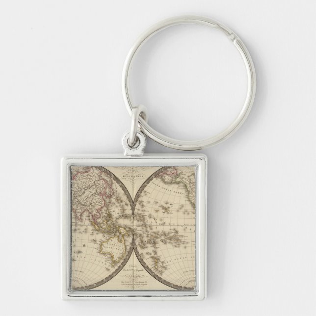 Globe into two hemispheres key ring (Front)