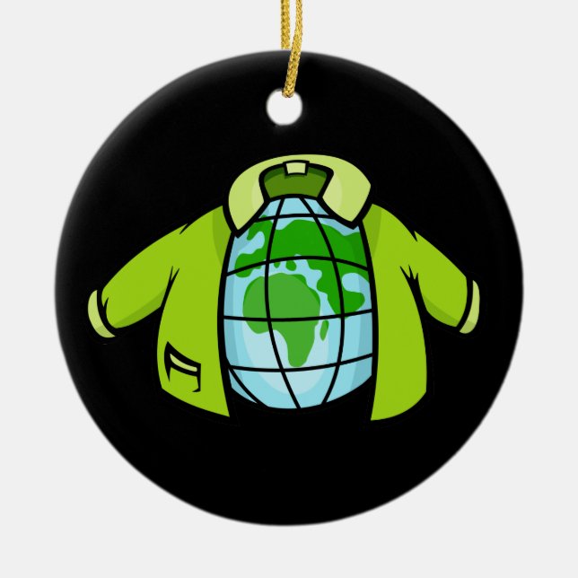 Globe Jacket Ceramic Tree Decoration (Front)