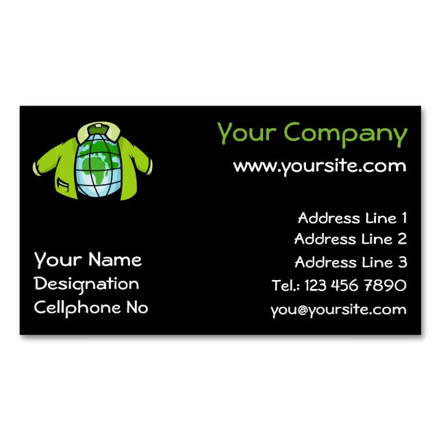 Globe Jacket Magnetic Business Card (Front)