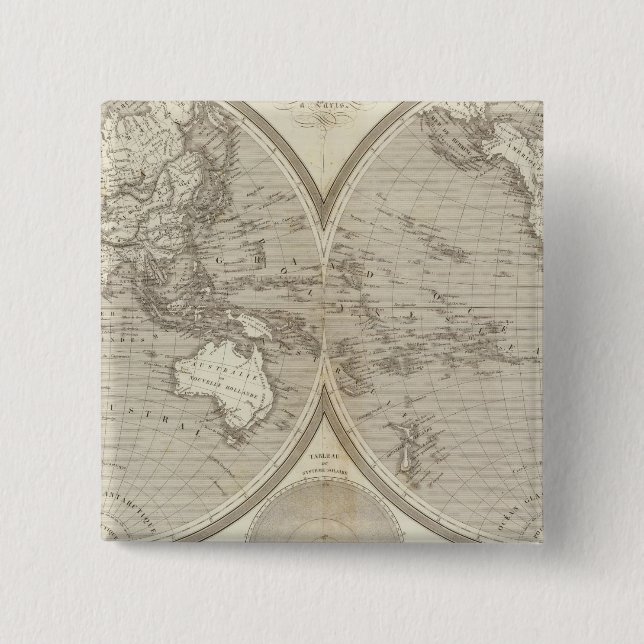 Globe map 15 cm square badge (Front)