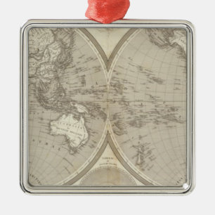 Globe map metal tree decoration