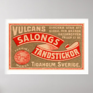 Globe Matchstick Sweden Vintage Matchbox Label Poster