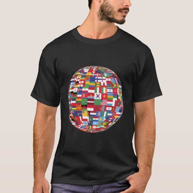 Globe Of Flags World Map Atlas T-Shirt (Front)