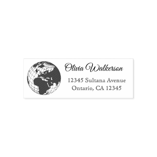 Globe Planet Earth Address Return Logo Self-inking Stamp (Design)