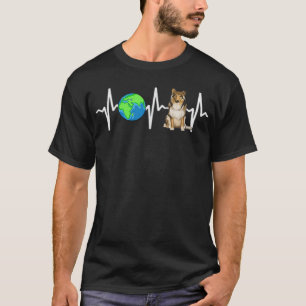 Globe Planet Earth Collie Heartbeat Dog Lover T-Shirt