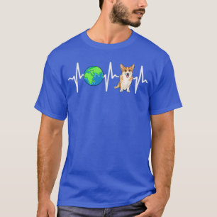 Globe Planet Earth Pembroke Welsh Corgi Heartbeat T-Shirt