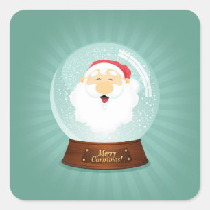 Globe Santa Claus Face Square Sticker