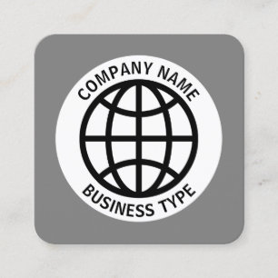 Globe Symbol -  50pc Grey #7F7F7F Square Business Card
