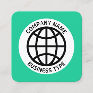 Globe Symbol -  Green #19CD99 Square Business Card