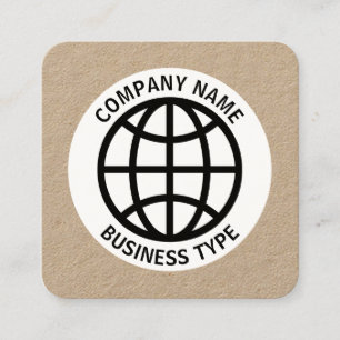 Globe Symbol -  Kraft Square Business Card