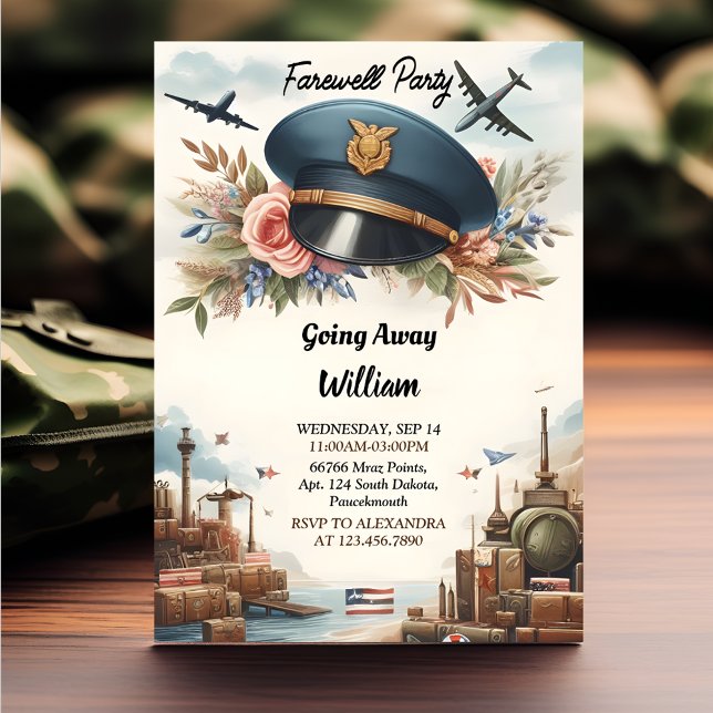  Globe Travel Farewell Military Going Away Party Invitation (Creator Uploaded)