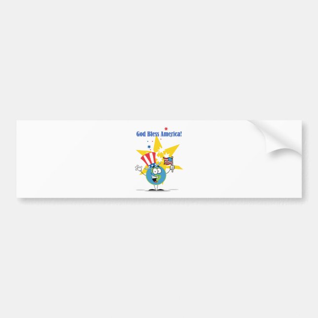 Globe with American Flag Bumper Sticker (Front)