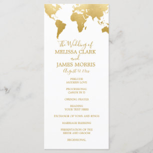 Globetrotter Glam Wedding Ceremony Program Programme