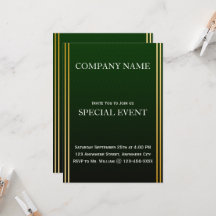 Gloden Frame Green Corporate Party Invitation Card