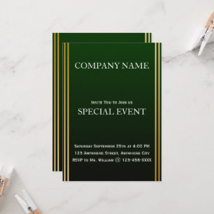 Gloden Frame Green Corporate Party Invitation Card