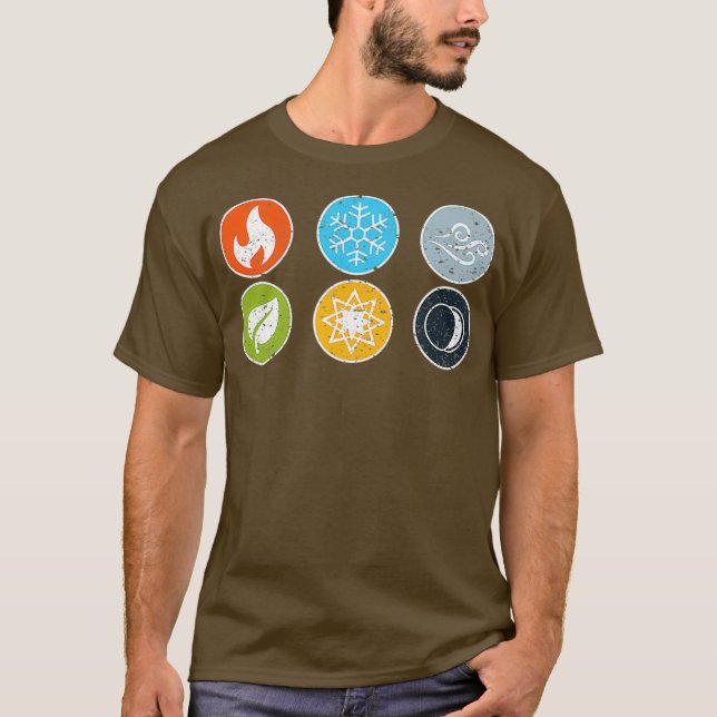 Gloomhaven Elements Symbol Fire Ice Air Earth T-Shirt (Front)