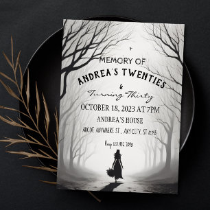 Gloomy foggy girl forest birthday halloween invitation
