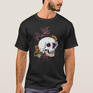 Gloomy Skull and Strelitzia flowers T-Shirt