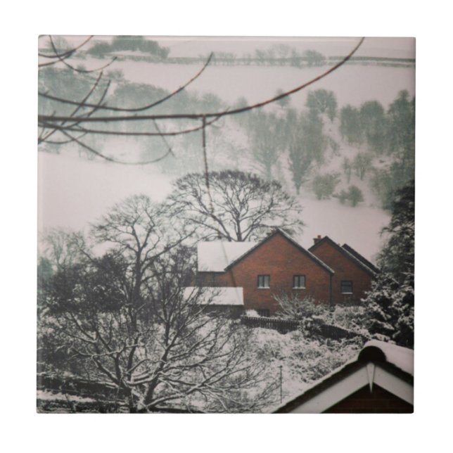 Gloomy Winter Landscape, Powys Wales Tile (Front)