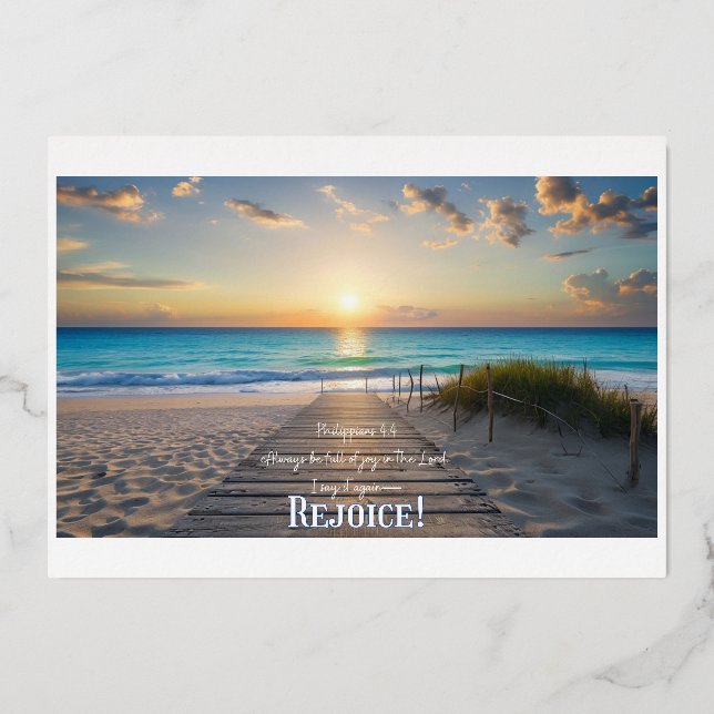 Glorious Beach Image with Philippians 4:4 Rejoice! (Front)
