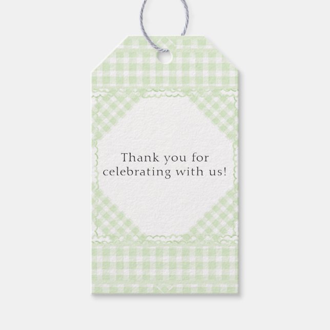 Glorious Green Gingham Gift Tags (Front)