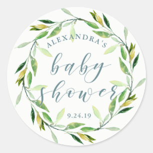 Glorious Greenery   Baby Shower Classic Round Sticker