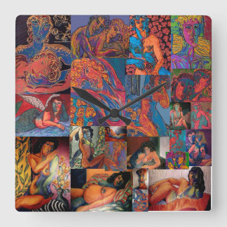 Glorious Nudes!! Square Acrylic Wall Clock