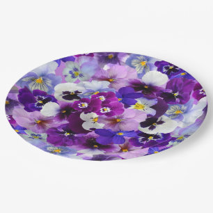 Glorious Pansies Paper Plate