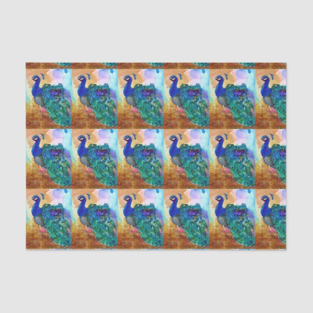 Glorious Peacock Alcohol Ink Tissue Paper (Front)