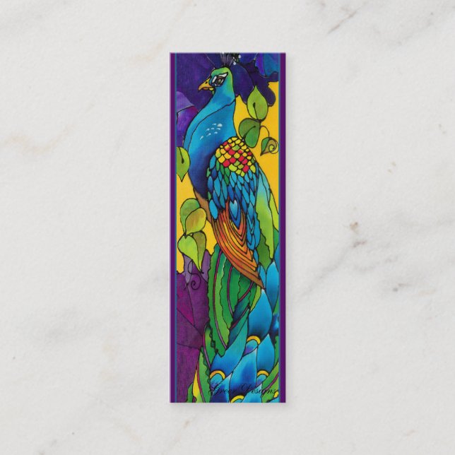 Glorious Peacock Bookmark Business Card/Profile Mini Business Card (Front)