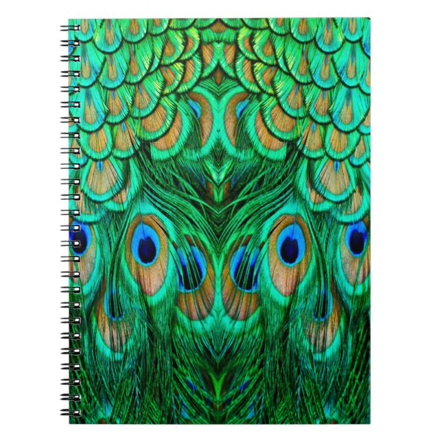 Glorious Peacock Feathers Spiral Notebook (Front)
