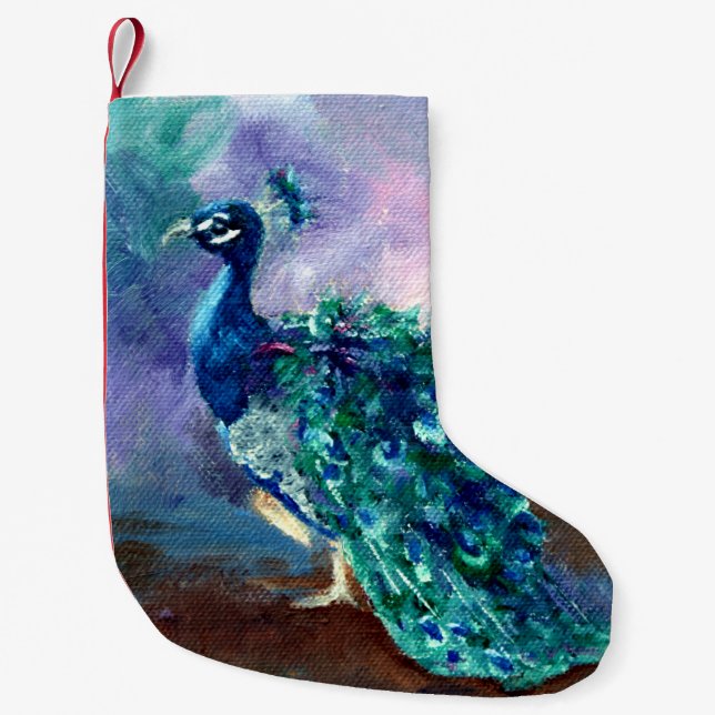 Glorious Peacock II Small Christmas Stocking (Front)
