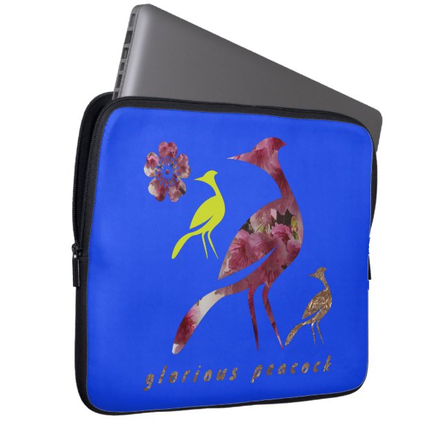 glorious peacock laptop sleeve (Front Right)