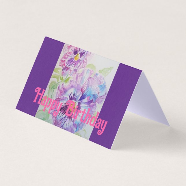 Glorious Purple Pansy Painting Love Birthday Card (Front)