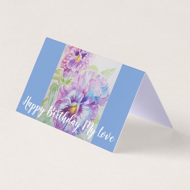 Glorious Purple Pansy Painting Love Birthday Card (Front)