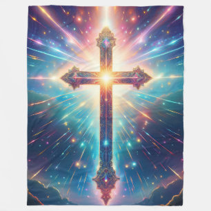Glorious Shining Cross  Fleece Blanket