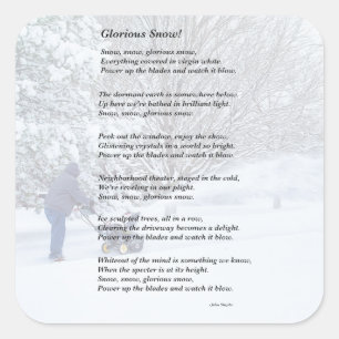 Glorious Snow Seasonal Poem Square Sticker