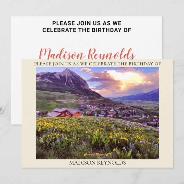 Glorious Wildflower Mountain Beautiful Sky Invitation (Front/Back)