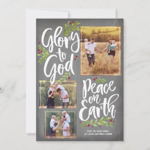 Glory and Peace Chalkboard Christmas Photo Card