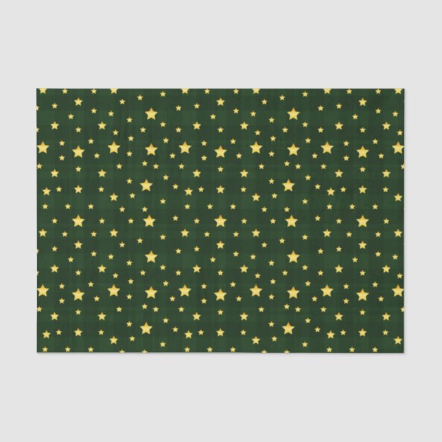 Glory Gold Stars Tartan Tissue Paper (Front)