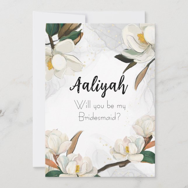Glory Magnolia: Will You Be My Bridesmaid? Invitation (Front)