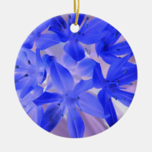 Glory Of The Snow Shocking Blue Custom Birthday Ceramic Tree Decoration