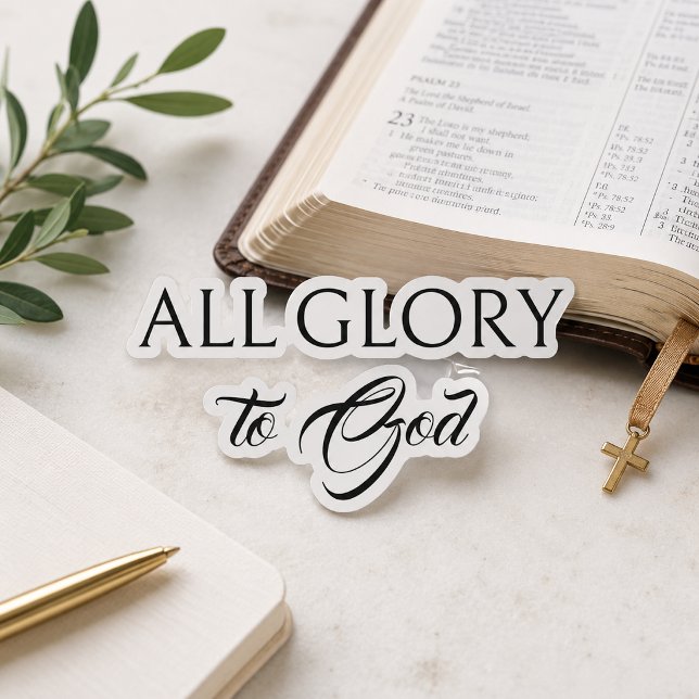 Glory To God Black Calligraphy Christian Stickers (Creator Uploaded)