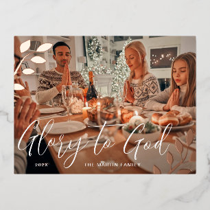Glory to God Botanical Christmas Foil Holiday Post
