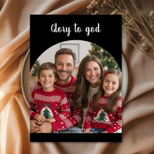 Glory to God Christmas family photo Holiday Card